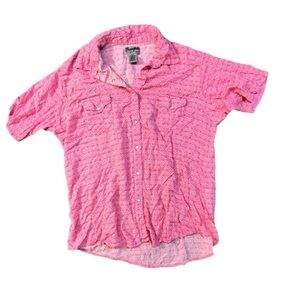 Pink Short Sleeve Button-Up Shirt